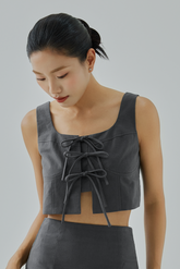 Ivey Linen Front Tie Top